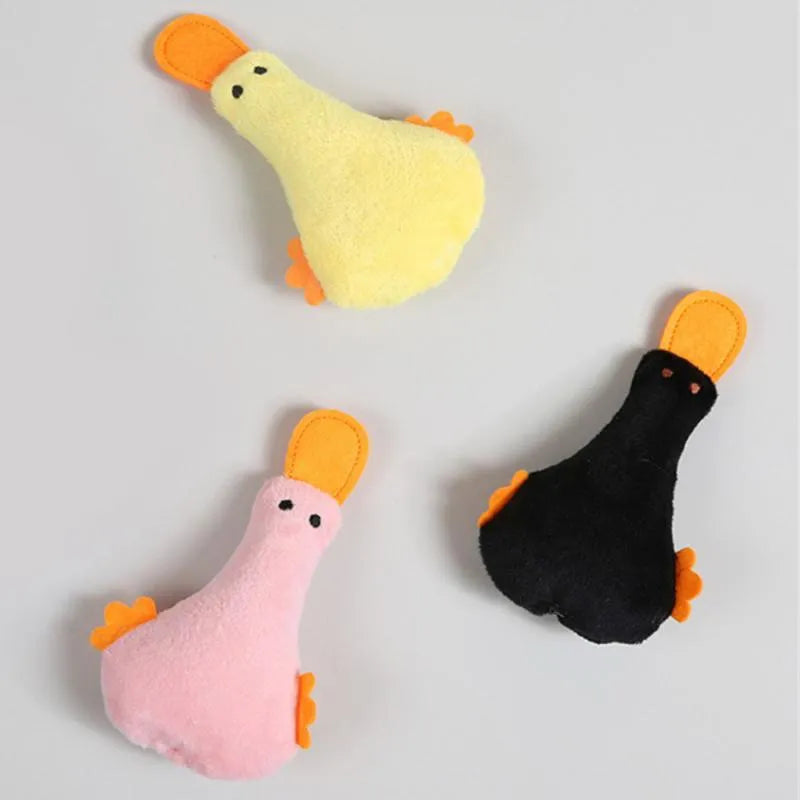 Colourful duck plush pet toy with catnip filling and sound features for dogs and cats