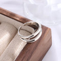 Women's double layer hollow geometry ring in retro electroplated copper with adjustable opening