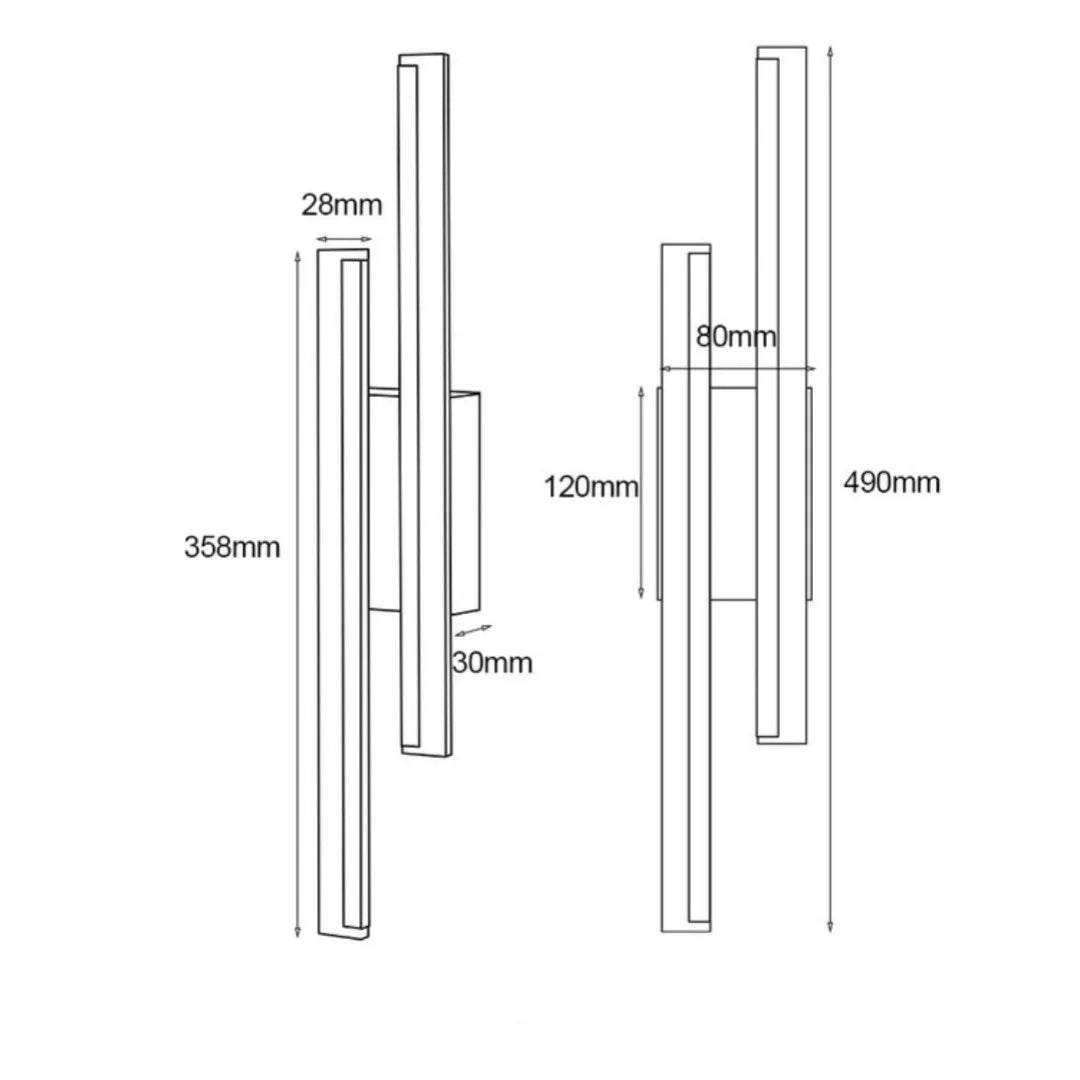 Gold double line wall lamp with modern design for staircase background lighting
