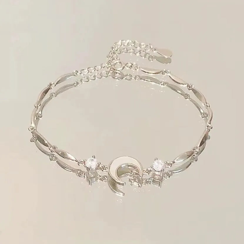 Fashion crystal zircon alloy bracelet for women in electroplated finish with blue wave design