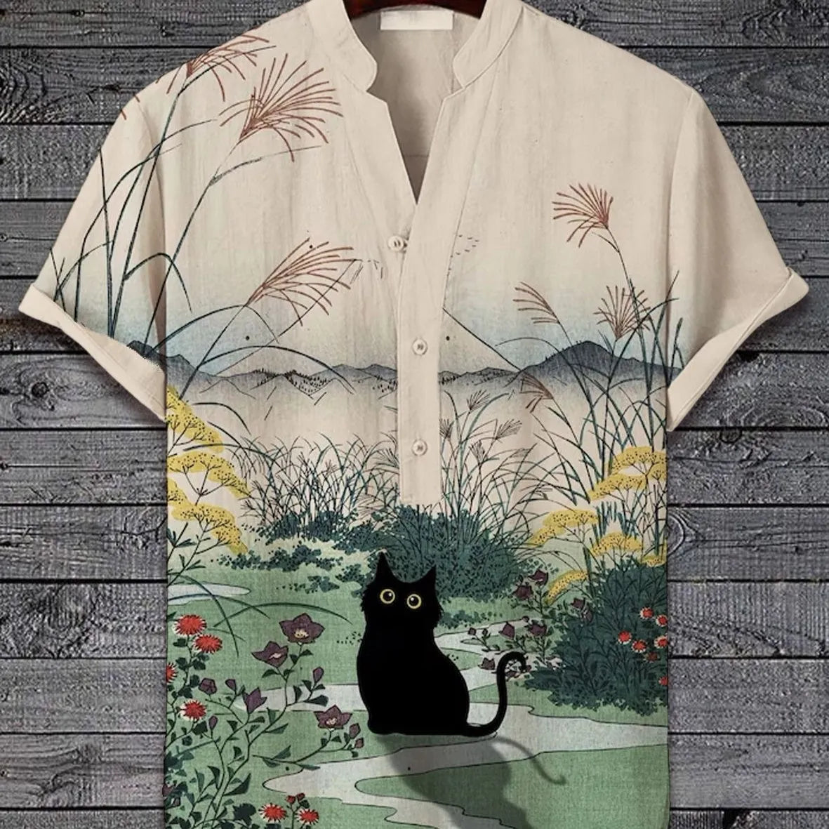 Men's 3D digital animal print short sleeve shirt in polyester fabric available in multiple colours