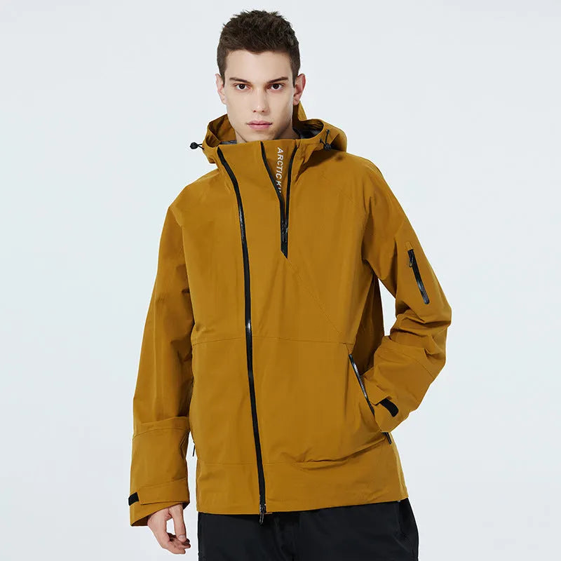 Unisex windproof waterproof ski suit for winter sports in yellow black grey colours