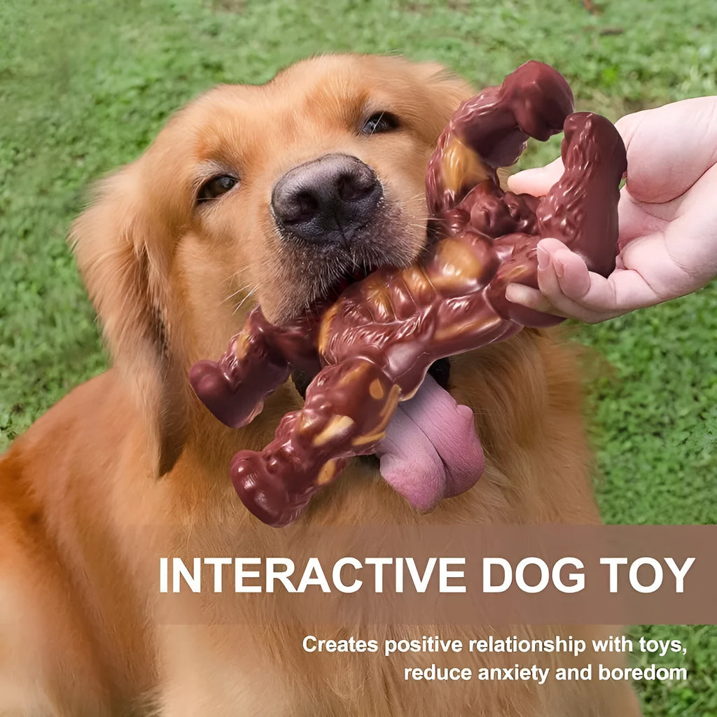 Scarlet red beef flavour nylon dog chew toy with bone-shaped design