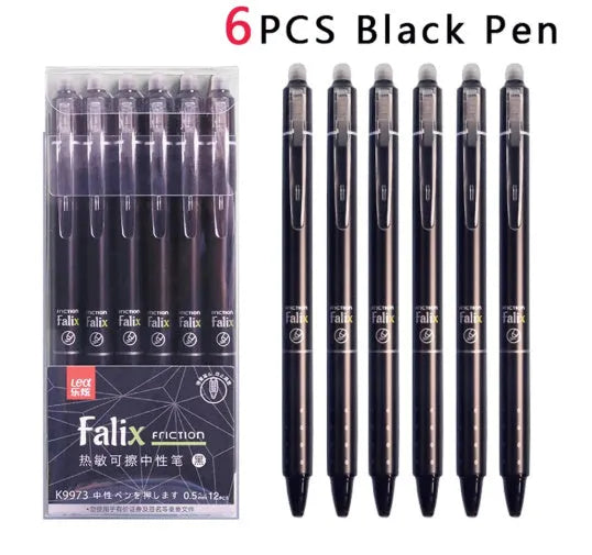 Hot erasable push gel pen with 0.5mm tip, plastic shell, blue or black refill option