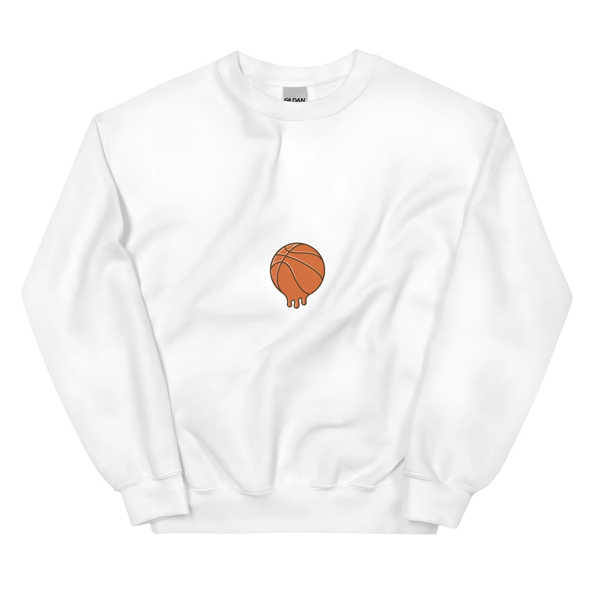 White printed hooded fleece sweatshirt with side pocket and loose fit design