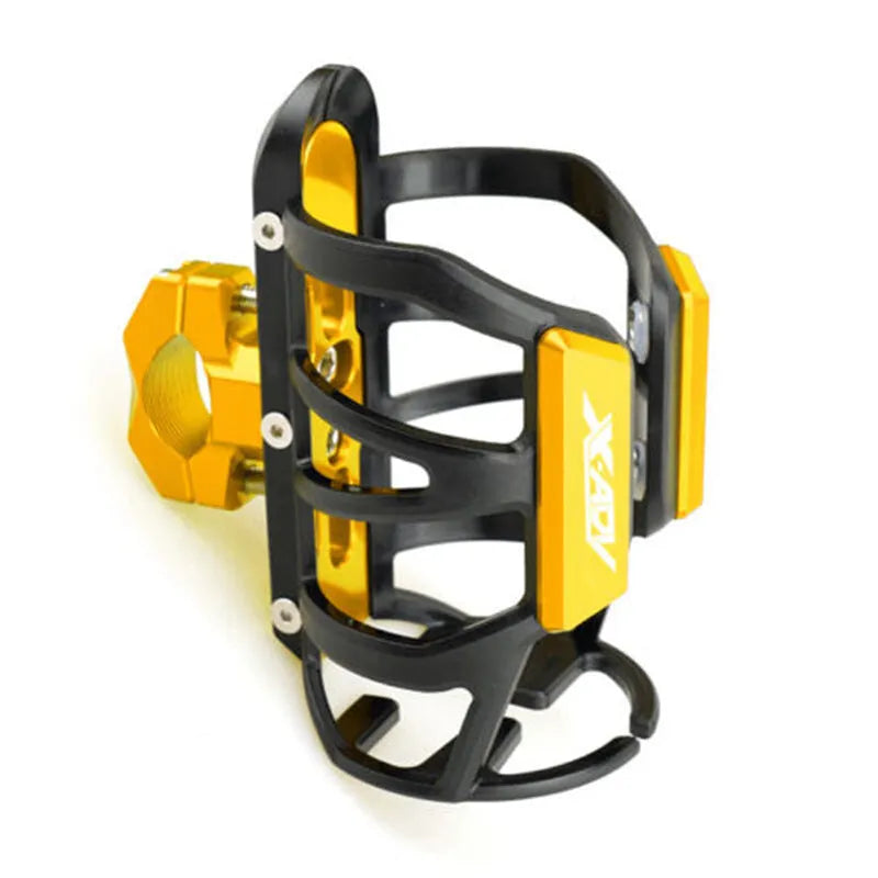 Black water bottle cage mounted on a Honda X-ADV scooter.