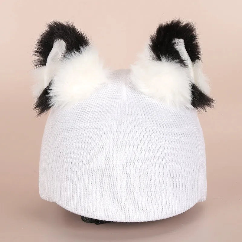 Child's plush cartoon character helmet cover and hat set in soft fabric, shown in medium size.