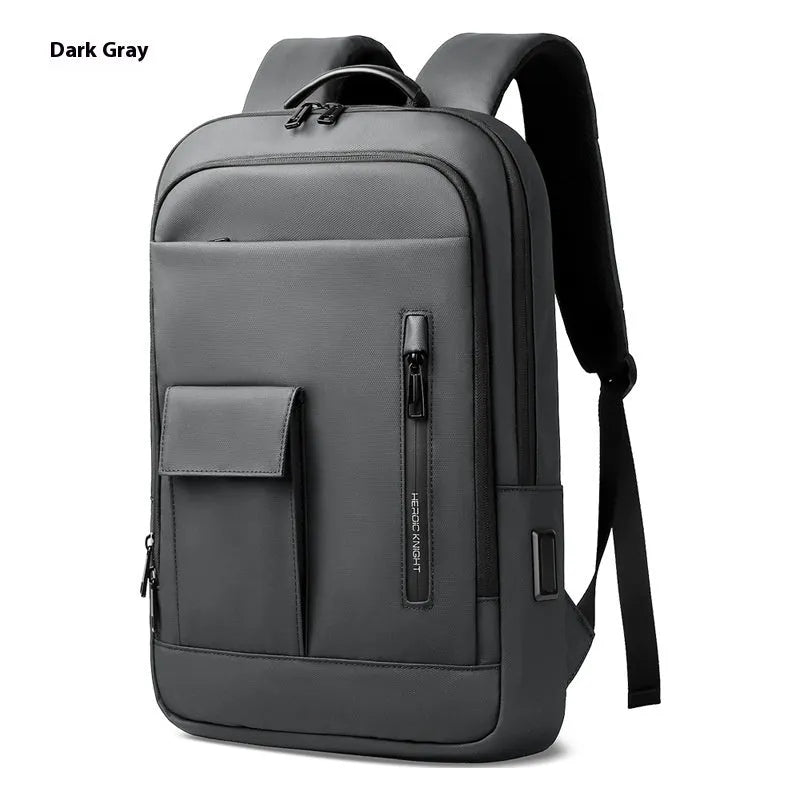 Men's Oxford cloth backpack in solid colour with sewing line detail for business travel