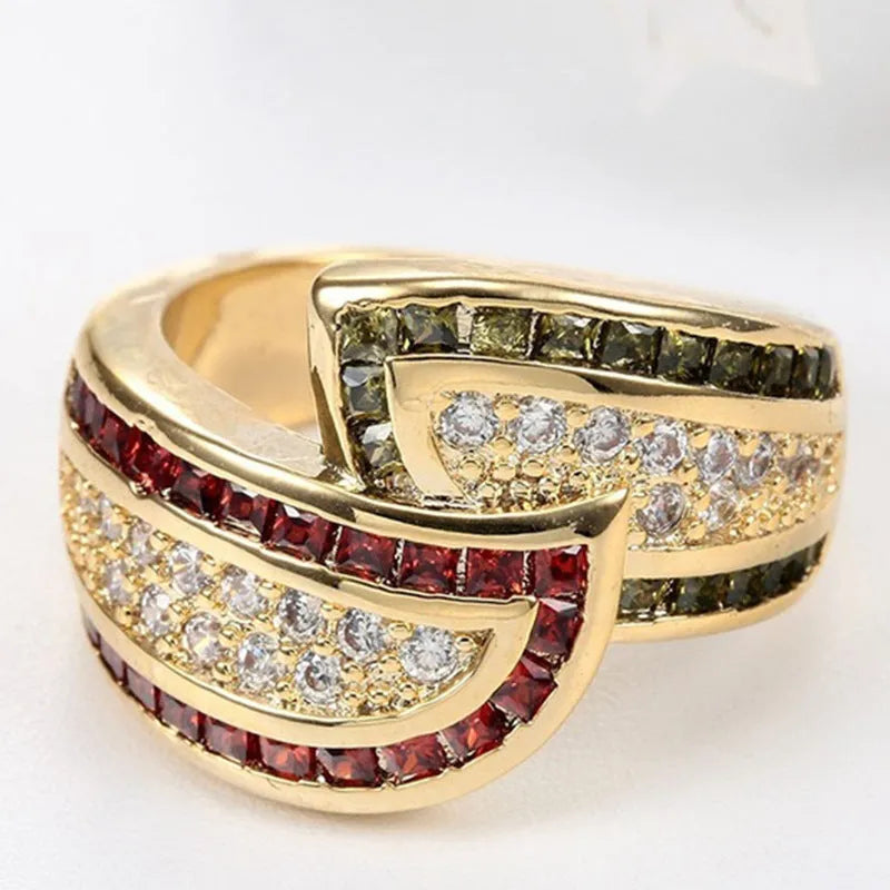 Women's peridot ring in CR6313 gold colour, alloy construction, showing gemstone design