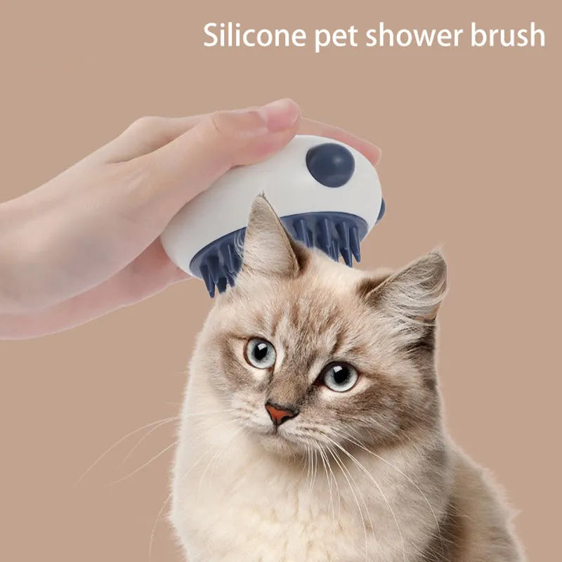 Panda-shaped silicone pet shower brush with soft bristles for cat and dog bath cleaning