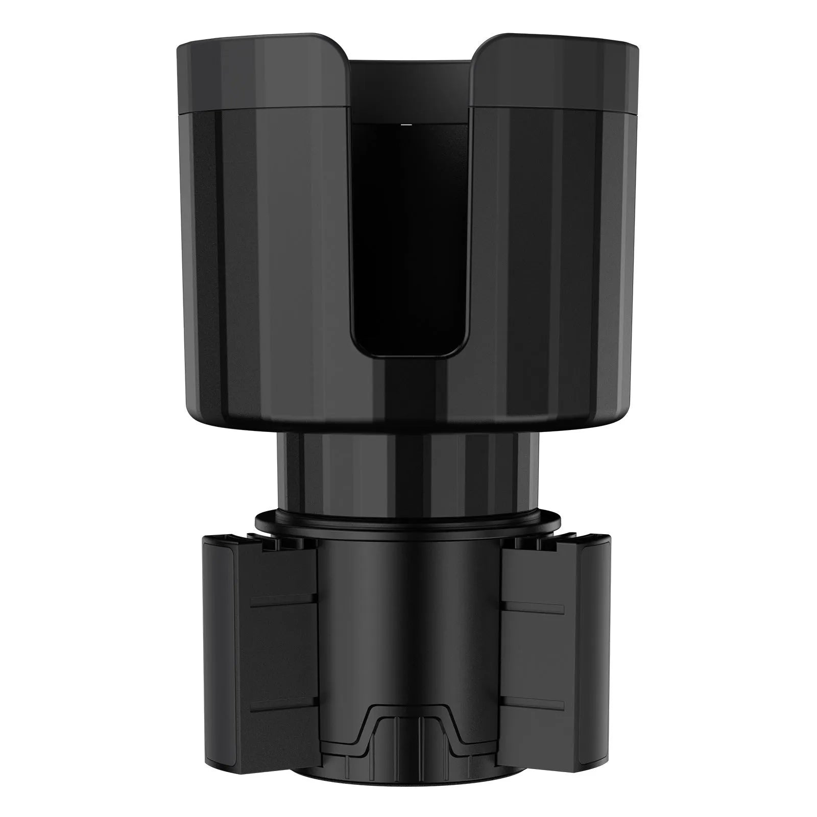 Matte black adjustable car cup holder expander for oversized bottles and large cups