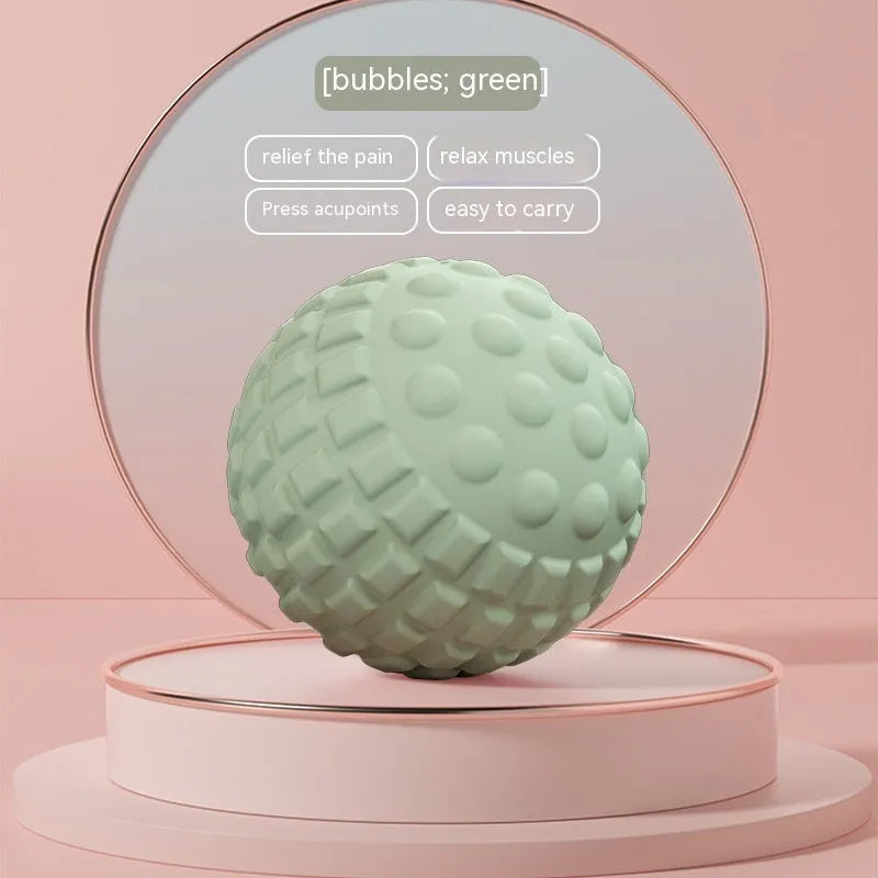 Blue TPR foot massage ball measuring 6cm diameter for yoga and reflexology pressure point therapy