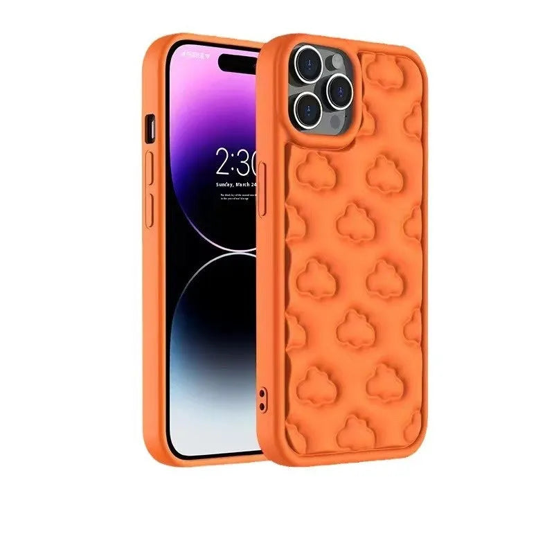 Hand Oil Three-Dimensional Cloud Phone Case TPU Embossed Shockproof Cover for iPhone 11 12 13 14 Pro Max Anti-Fingerprint Japanese Korean Style