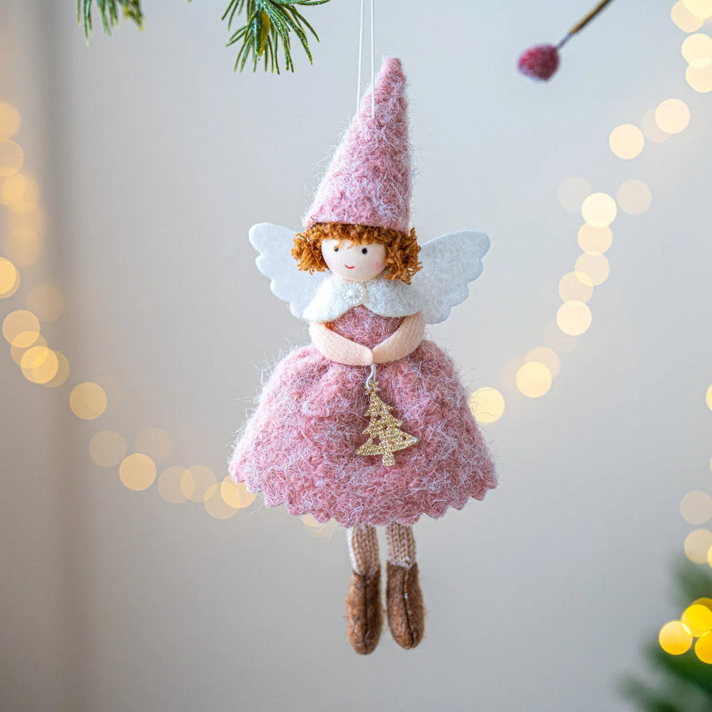 Girl's Christmas angel skirt felt pendant decoration in soft cloth with plush detail