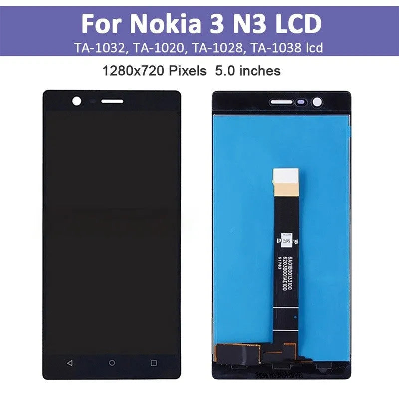 Nokia 3 screen assembly black with frame for TA-1032 TA-1038
