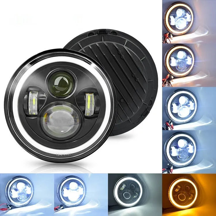 7-inch RGB angel eye LED work light with aluminium housing, 50W LED source, and 12-36V rating