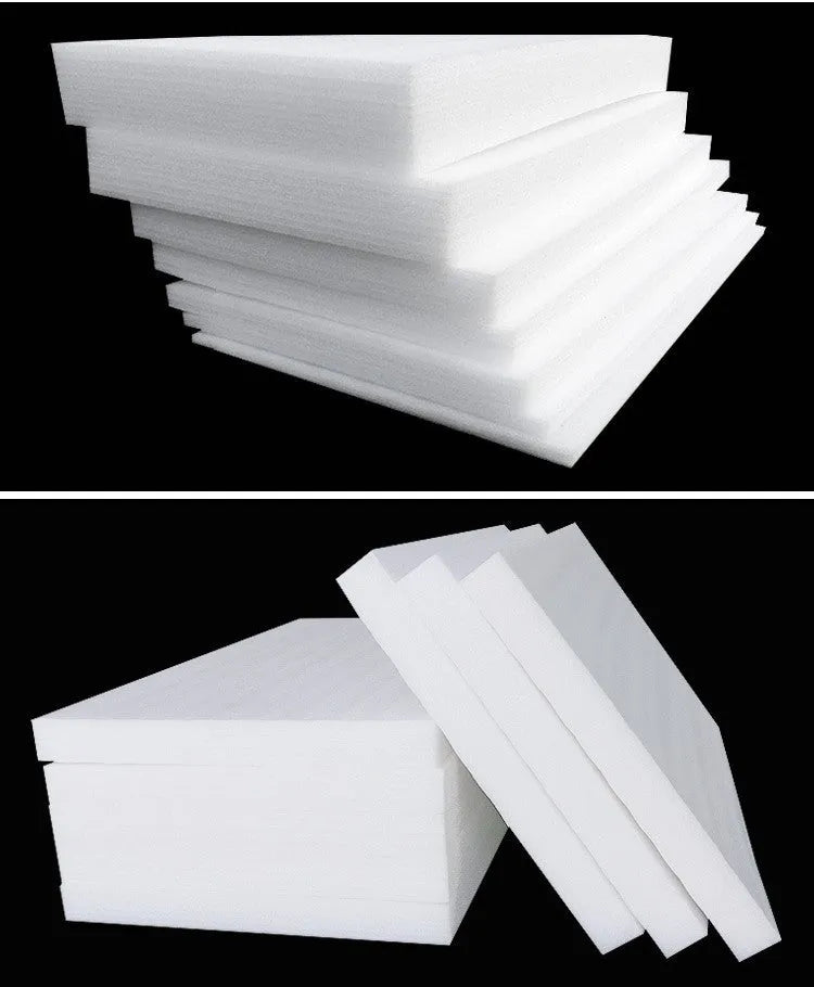 Large white rectangular EPE pearl cotton foam board showing its thickness and smooth surface