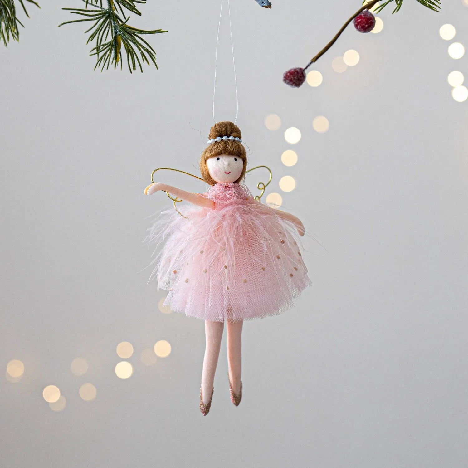 Pink and white plush ballet girl angel doll pendant with cloth fabric