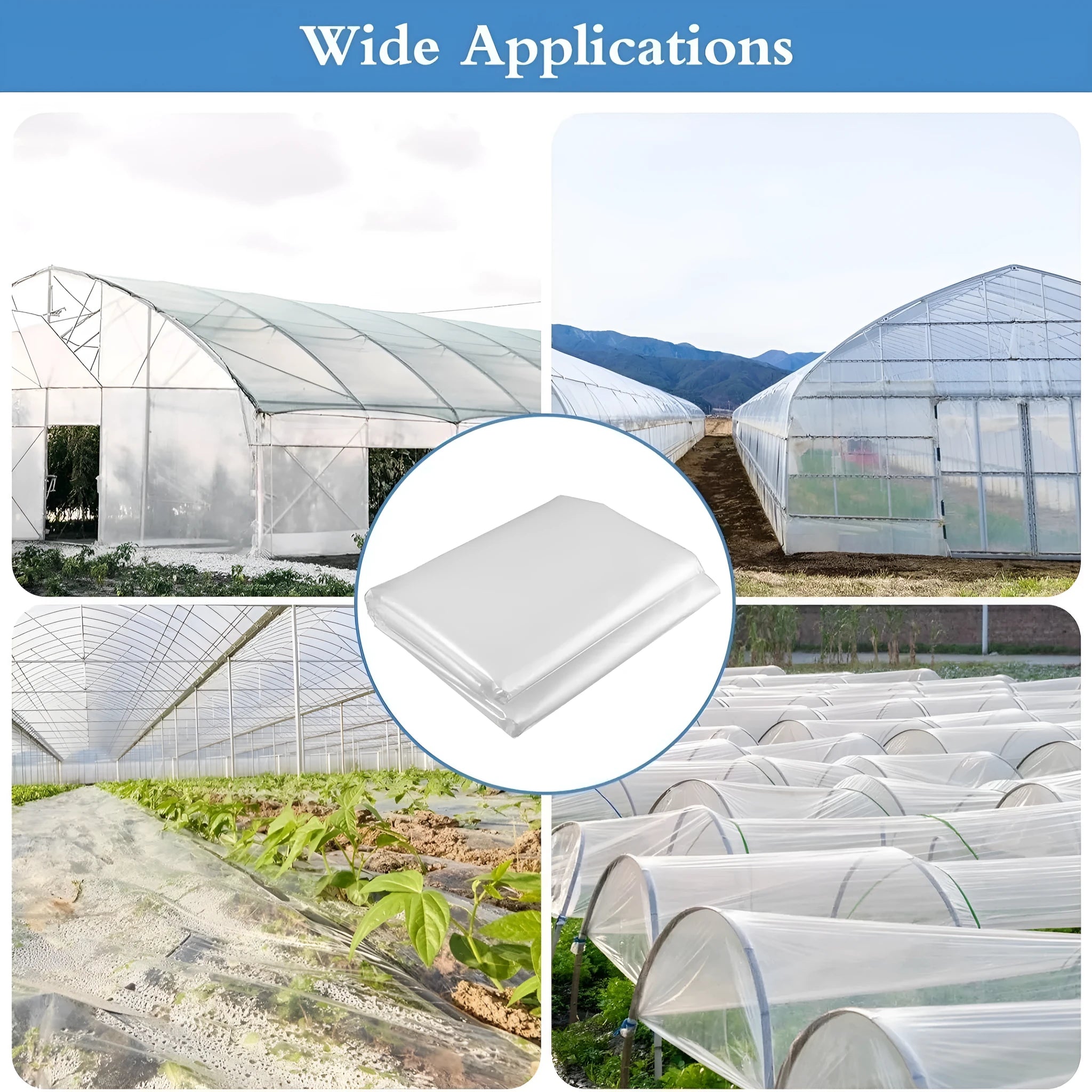 Roll of 4x8 metre plastic greenhouse film for vegetable shed cold protection