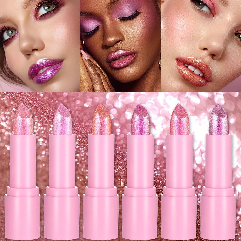 XINGX Diamond Lipstick in Sweetheart Bow design showing six colour shade options