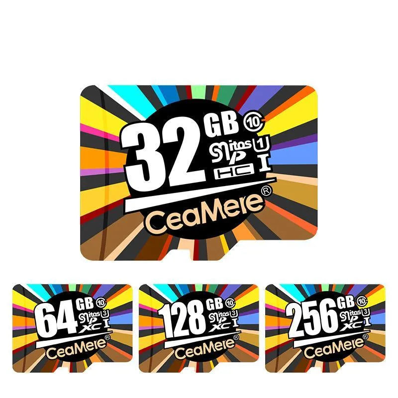 Class 10 memory card for smartphones, tablets, and dash cams, available in 8 GB to 256 GB capacities.