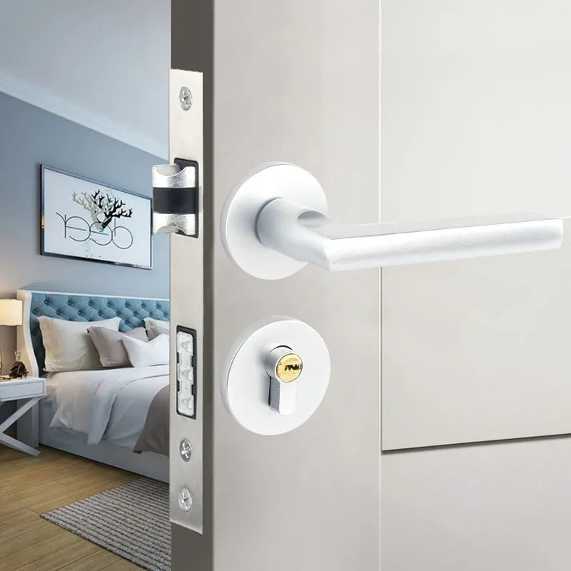 Indoor split magnetic door lock handle for timber doors in aluminum alloy construction