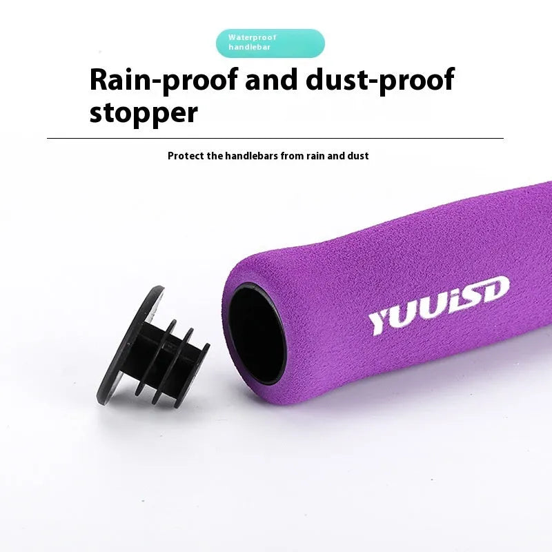 Pair of ultra-light 41g soft sponge mountain bike handlebar grip covers shown in available colours