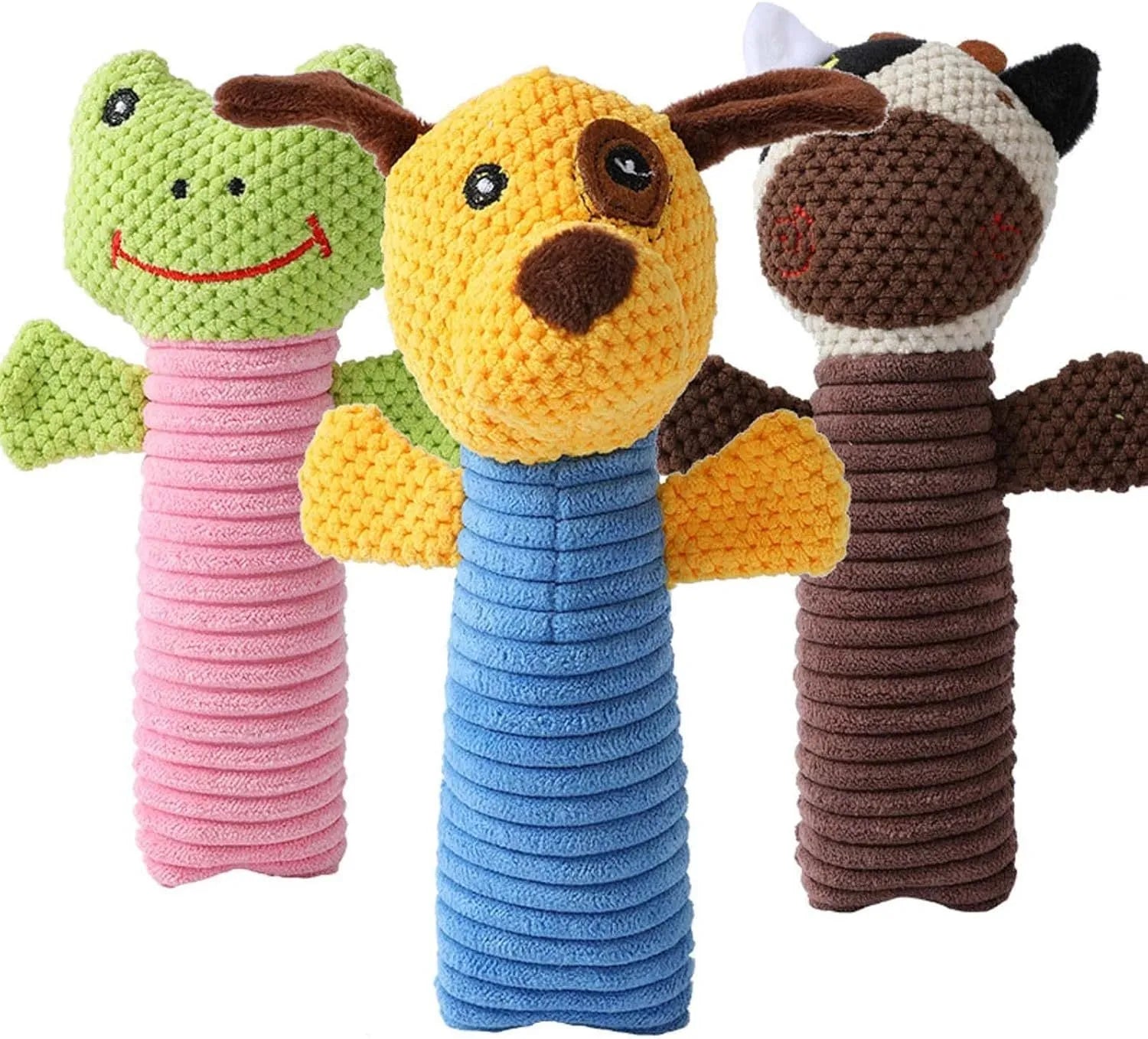 19cm long plush stuffed animal dog squeaky chew toy for dental cleaning