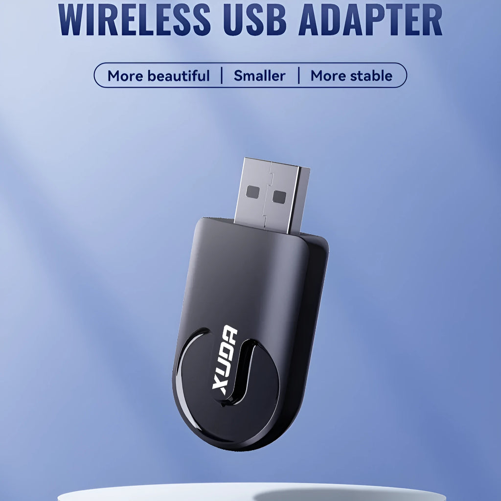 Mini black CarPlay USB wireless data adapter with compact rectangular design