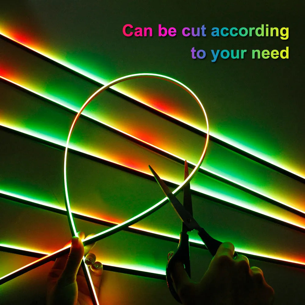 Hidden LED streamer 18in1 dynamic car ambience light with clear acrylic bar in a vehicle interior