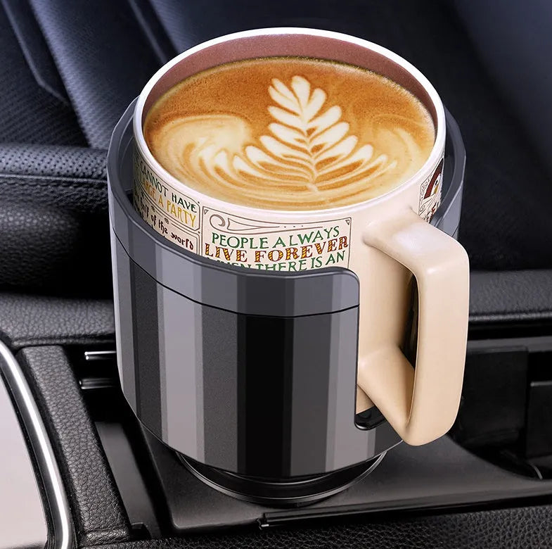 Matte black adjustable car cup holder expander for oversized bottles and large cups
