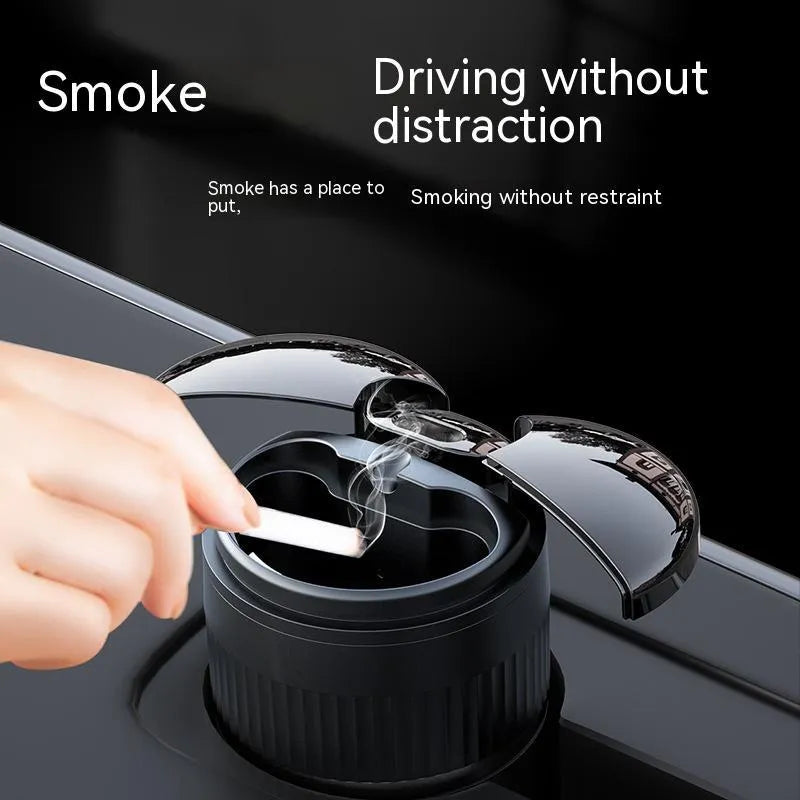 Car automatic sensing metal smart ashtray with lid in black colour