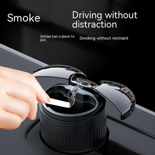 Car automatic sensing metal smart ashtray with lid in black colour