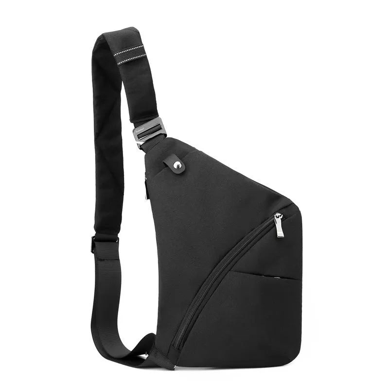 Men's Oxford cloth chest bag with letter print design in black or grey colour