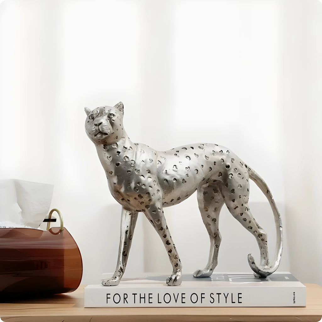 Modern leopard resin figurine in American Leopard spots for home decoration.