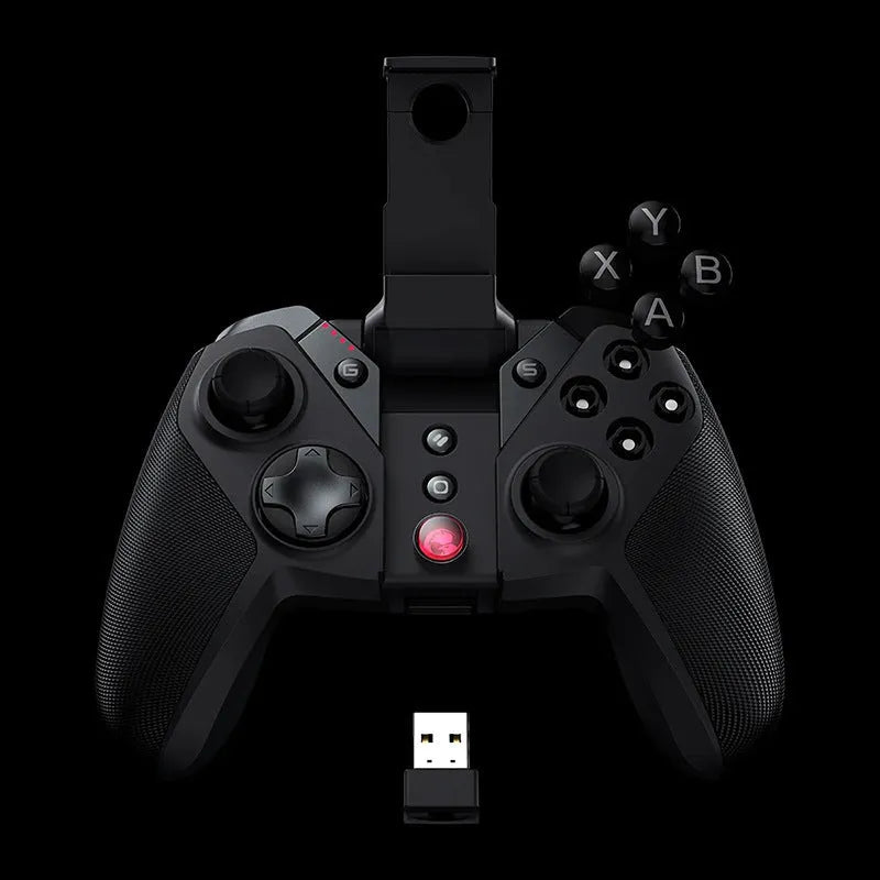 Black Gaishi wired video game controller with Type-C cable and ergonomic grips on a desk