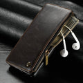 Black PU leather flip phone case for Samsung Galaxy Note 9 shown open and closed.