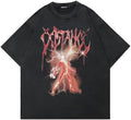 Men's retro cotton t-shirt with cartoon pattern in 56WashedBlack colour
