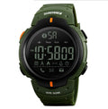 Smart watch with 50mm round dial, resin mirror, ABS case, and PU strap compatible with iPhone and Android phones