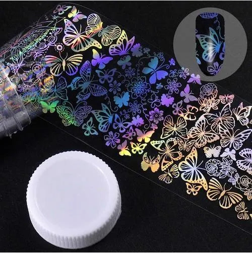 Roll of starry nail sticker paper, 1 metre long and 4 cm wide, with foil star patterns for nail art
