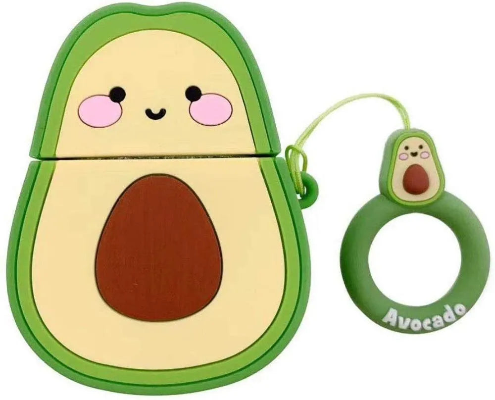 Silicone flip-cover protective case for Apple AirPods 1 and 2 in various cartoon animal designs.