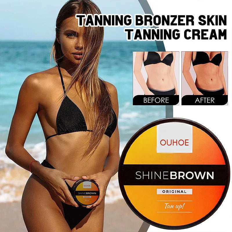 Tanning cream tube and aloe vera gel jar combination set for summer tanning and after sun care