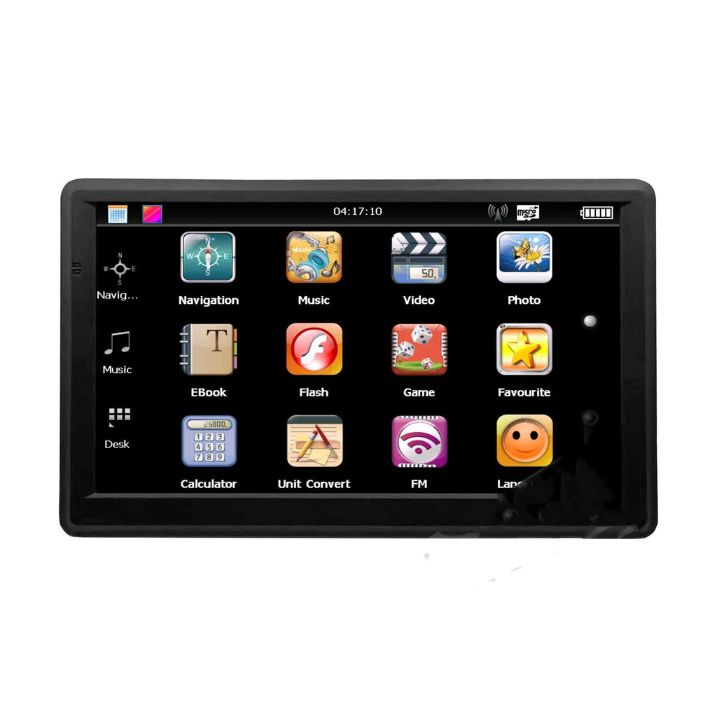 7-inch portable car GPS navigation device with HD touchscreen display on dashboard mount