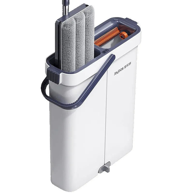 Flat floor mop with squeeze separation bucket, steel lengthening bar, and two raw cloths in 33cm or 40cm width