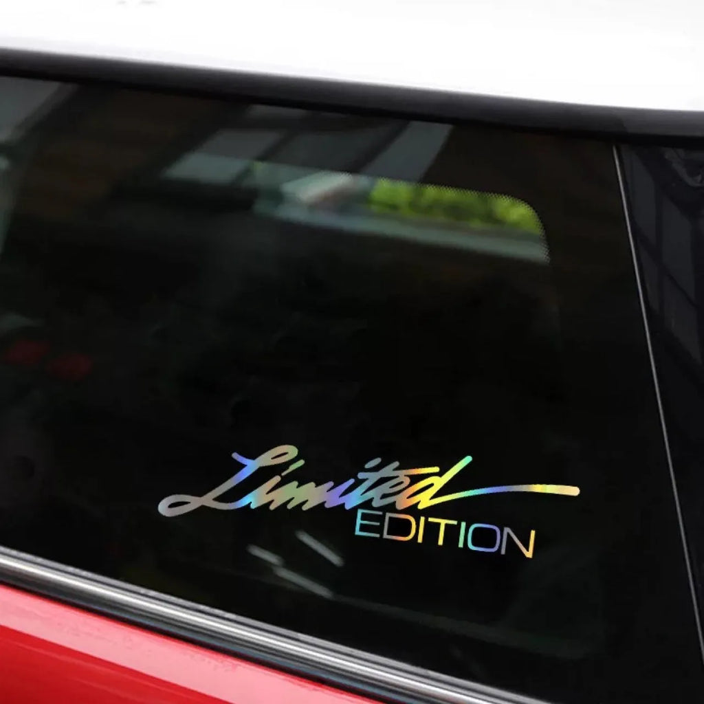 Black laser reflective car sticker with text styling on PET material for vehicle decoration