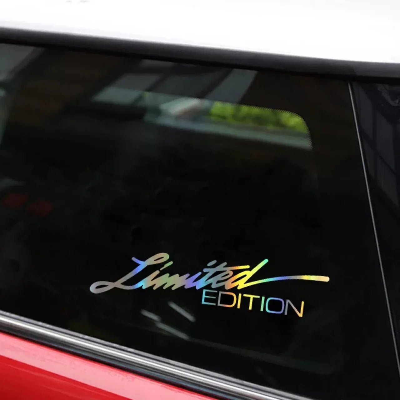 Black laser reflective car sticker with text styling on PET material for vehicle decoration