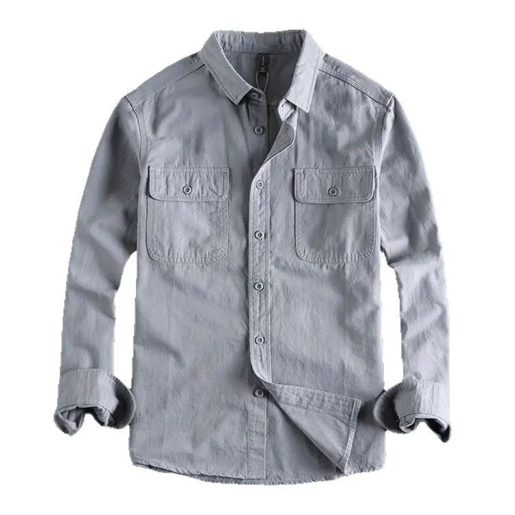 Men's loose fit long sleeve polyester shirt in cardigan style available in four colours
