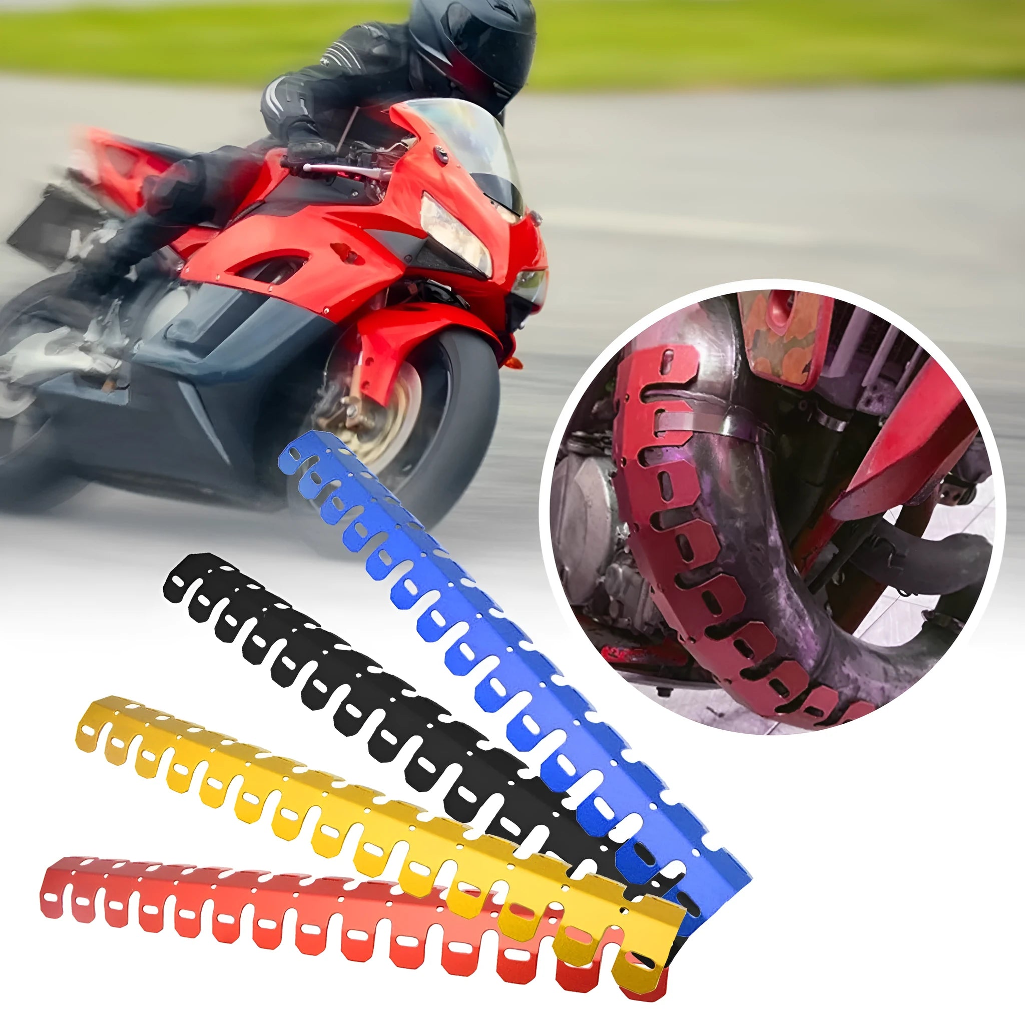 Aluminium alloy exhaust protection cover for off-road motorcycle, 60cm length, red colour