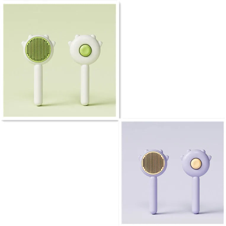 Green pet grooming comb with stainless steel teeth and ABS handle for cats and dogs