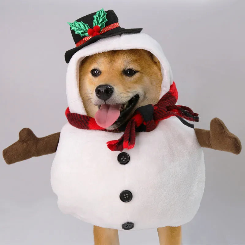Christmas snowman costume outfit for dogs and cats in polyester material
